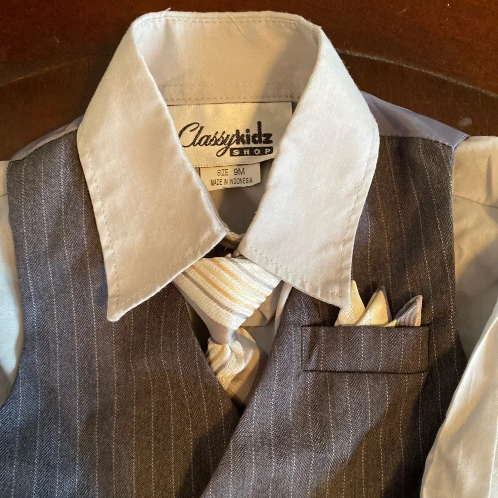 Gray Pinstripe Suit Size 9 months